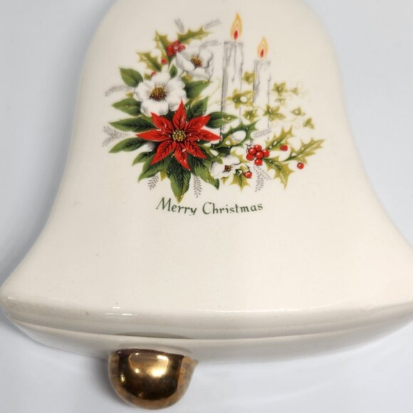 Vintage MCM Christmas Bell Trinket or Candy Dish with Lid - Picture 1 of 6
